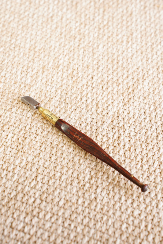 Antique Rosewood and Brass Diamond Glass Cutter