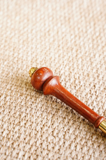 Vintage Solid Brass and Turned Wood Letter Opener