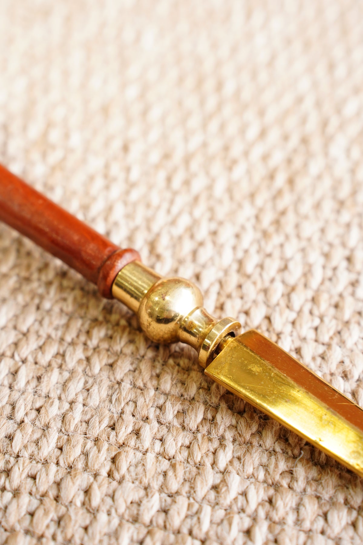 Vintage Solid Brass and Turned Wood Letter Opener