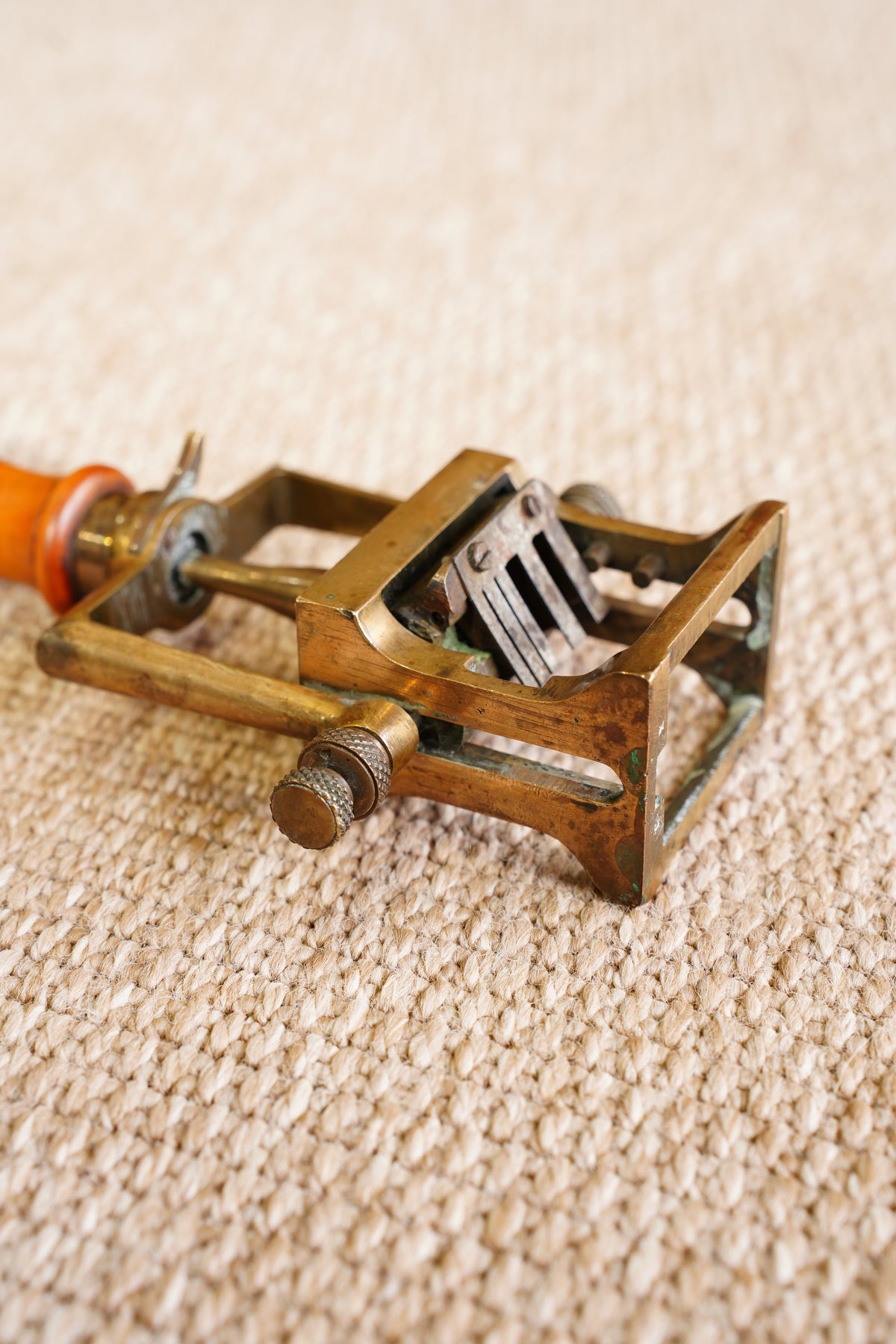 Vintage French Restaurant Date Stamp, Brass and Wood