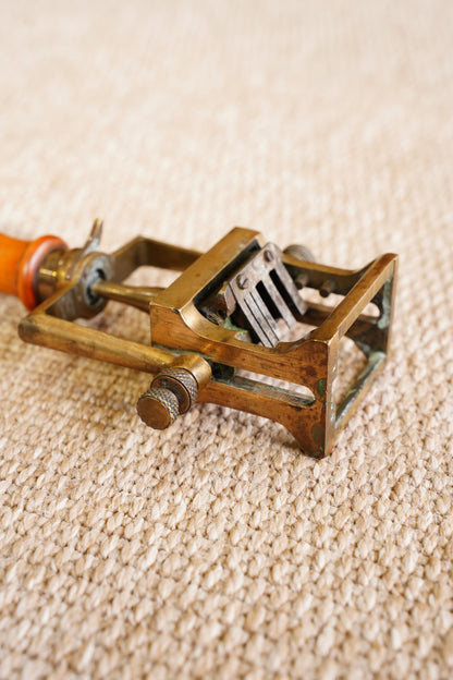Vintage French Restaurant Date Stamp, Brass and Wood