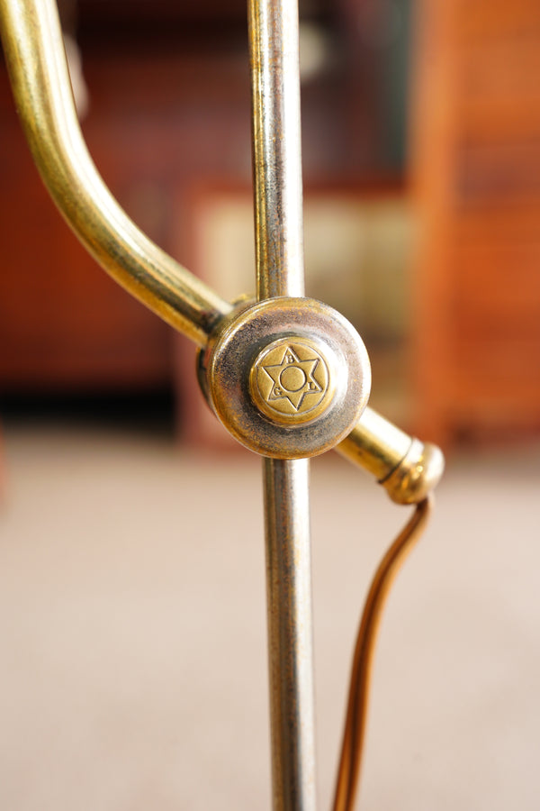 Vintage French Silvered Brass Swing Arm Desk Lamp secondary view