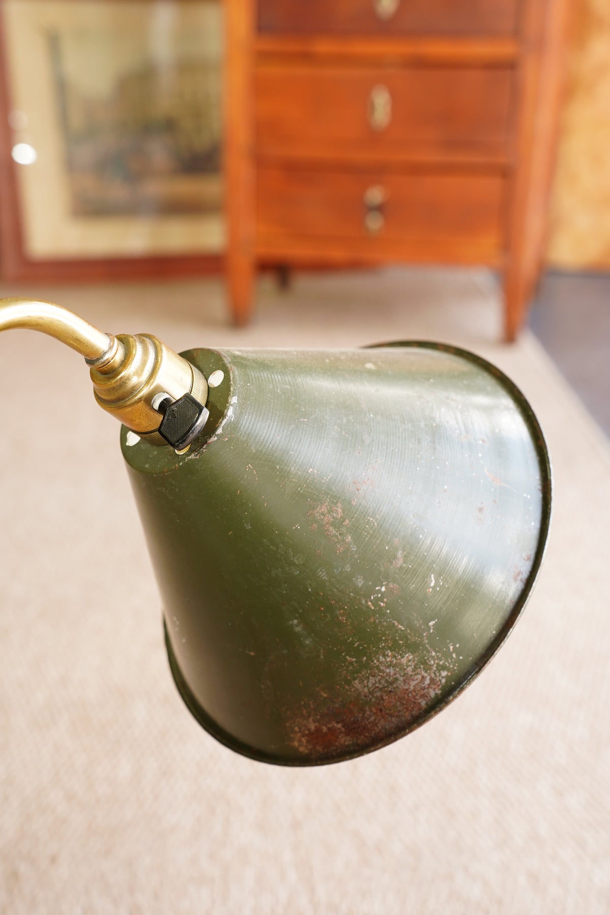 Vintage French Silvered Brass Swing Arm Desk Lamp