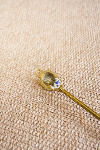Vintage Solid Brass Lion Head Shoe Horn, Long Handled