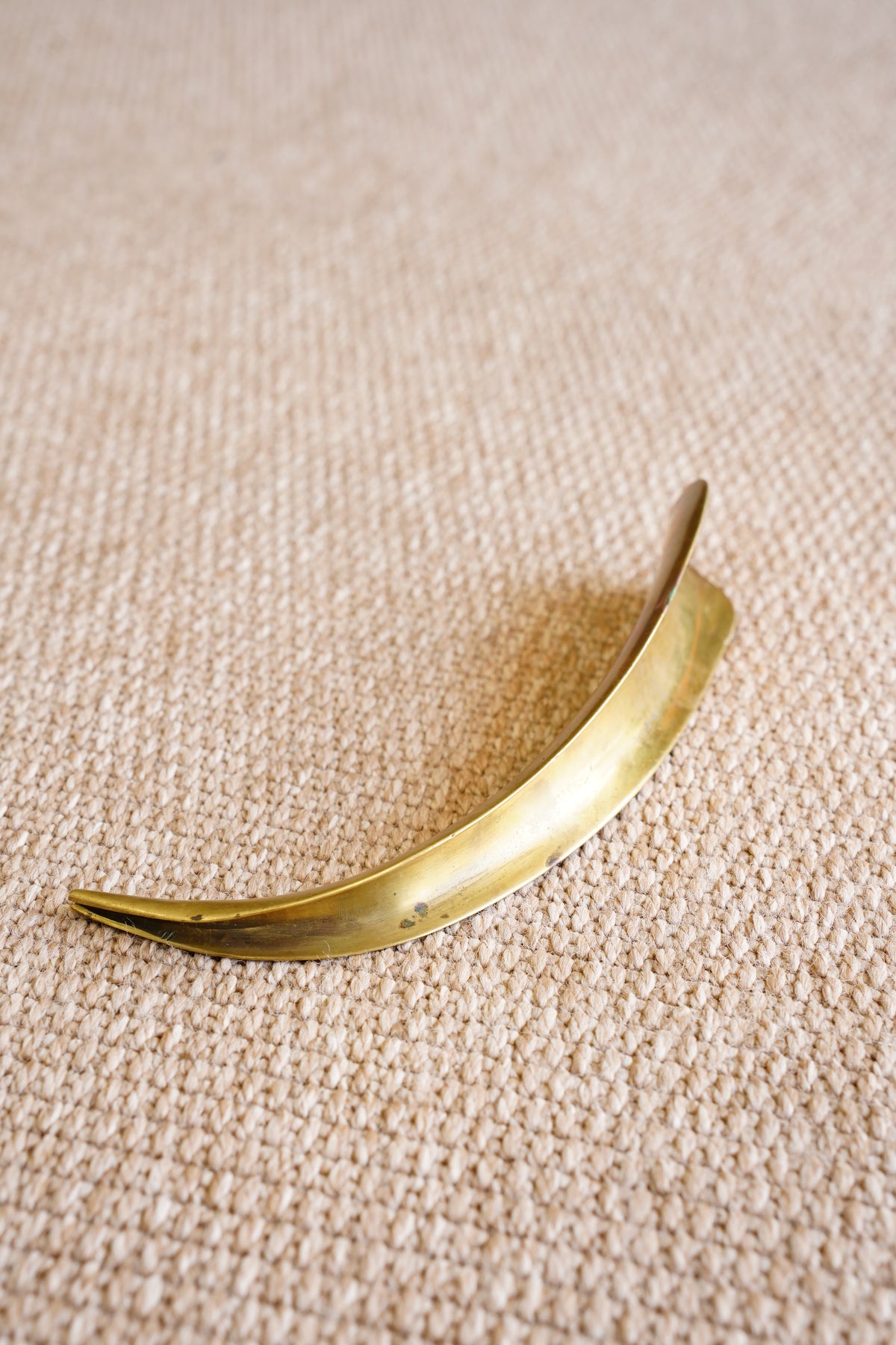 Vintage Hand Raised Brass Shoe Horn with Hanging Hook