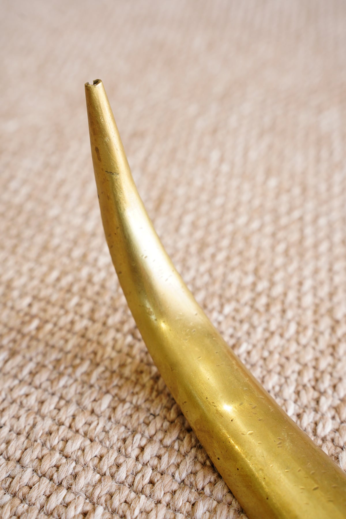 Vintage Hand Raised Brass Shoe Horn with Hanging Hook