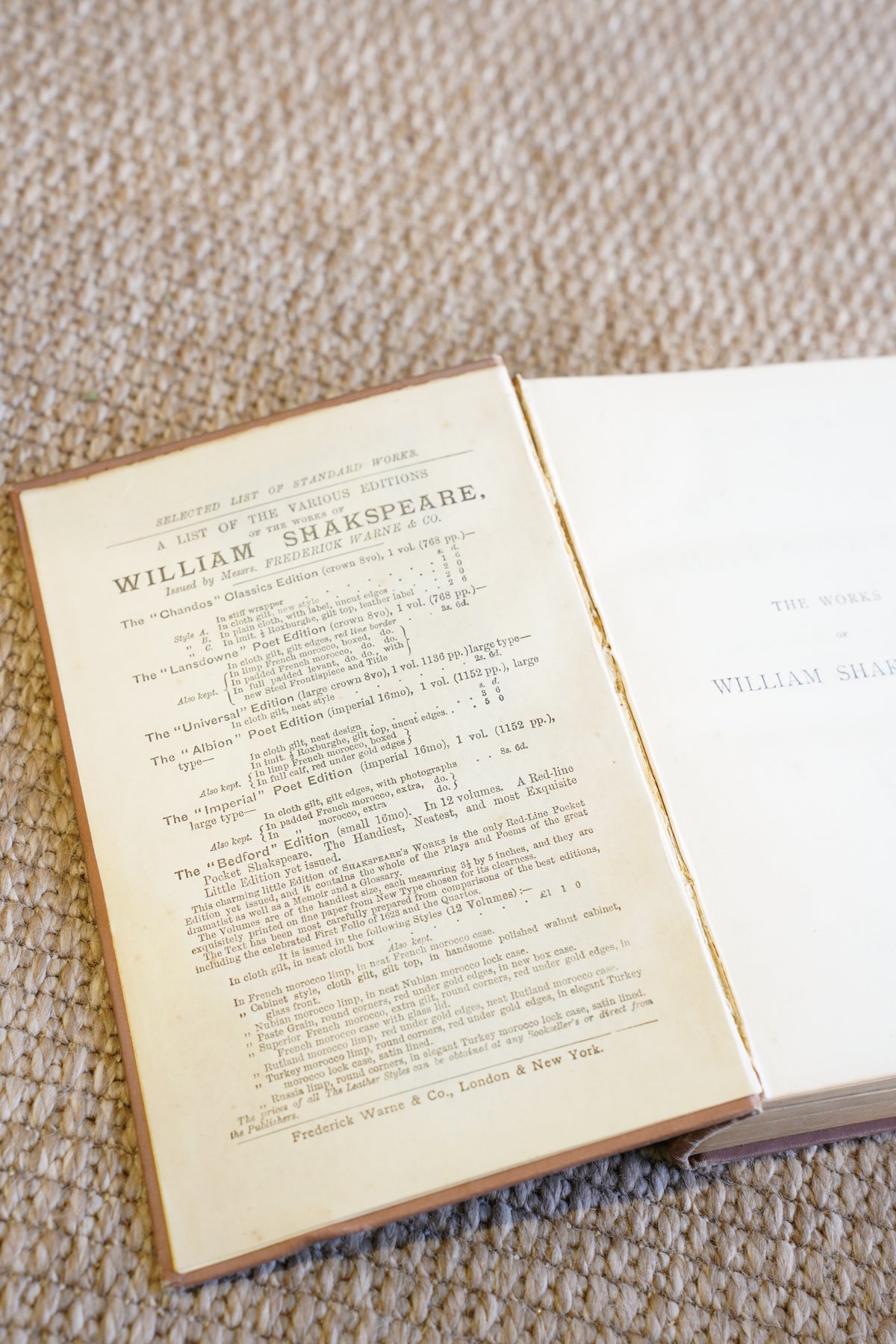 Antique Shakespeare Complete Works Cloth Book