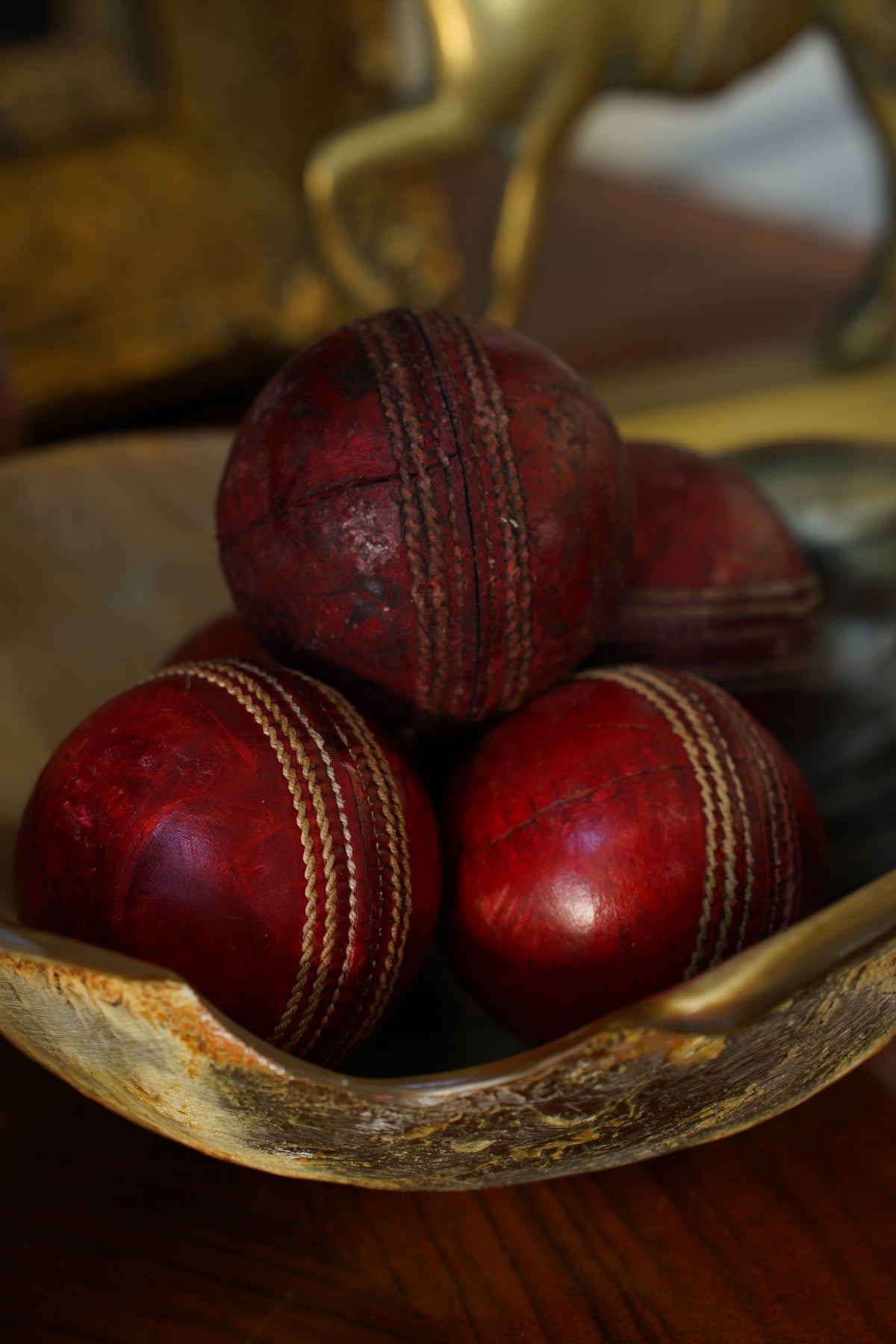 *RESERVED* Antique English Leather Cricket Ball, Set of Six