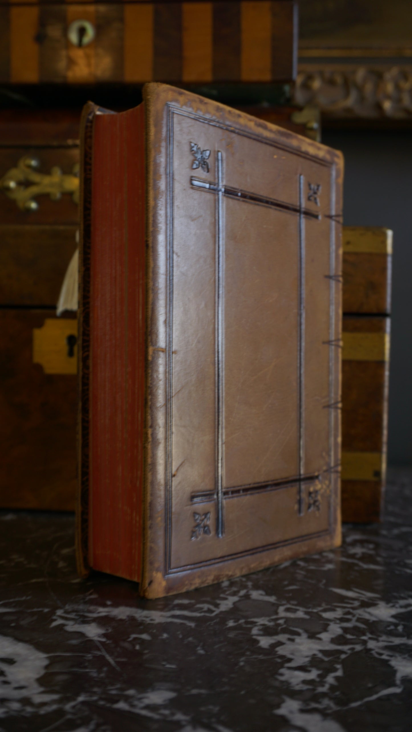 1893 " A Smaller Dictionary of the Bible " Light Brown Full Leather Book