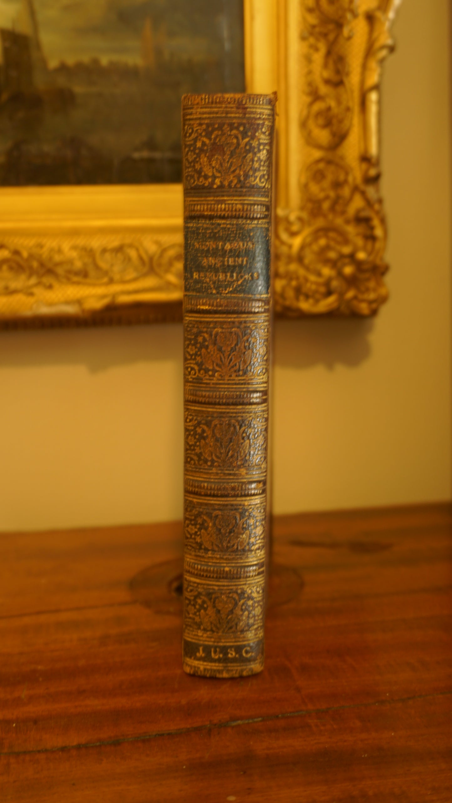 1796 "Reflections on the Rise and Fall of the Ancient Republics" Brown Half Leather Book