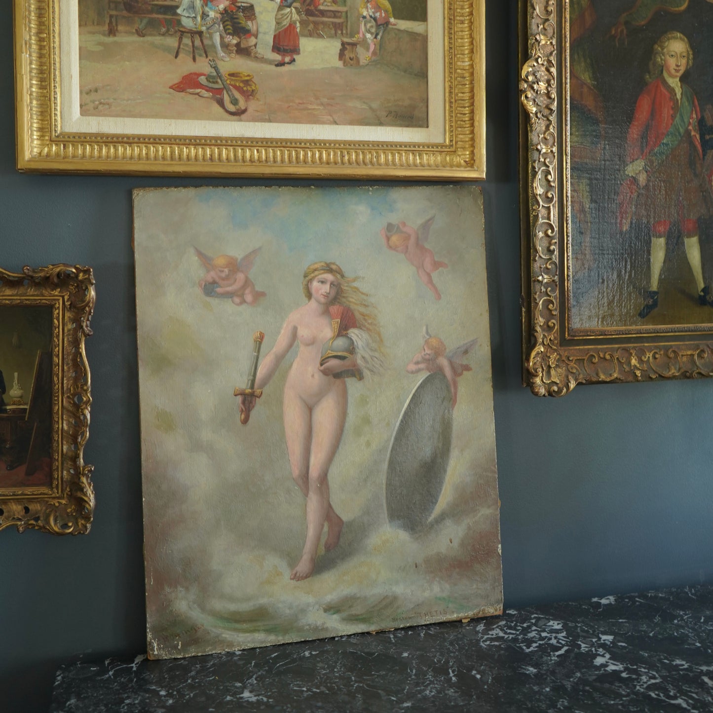 Early 20th Century Neoclassical Style Oil Painting, Unframed Mythological Painting