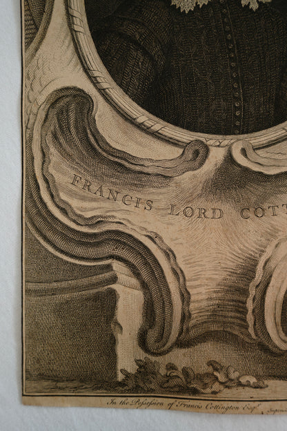 Antique Houbraken Engraving Portrait “Francis, Lord Cottington” Published 1744 | 9 x 14.75