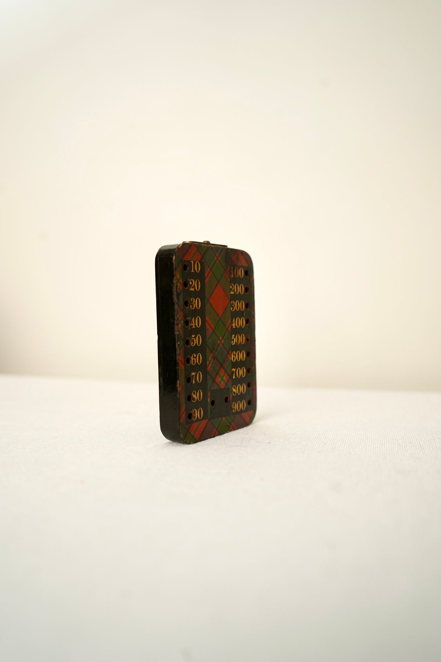 Victorian Scottish Tartanware Bezique Score Counter with Original Pegs, c. 1870–1900