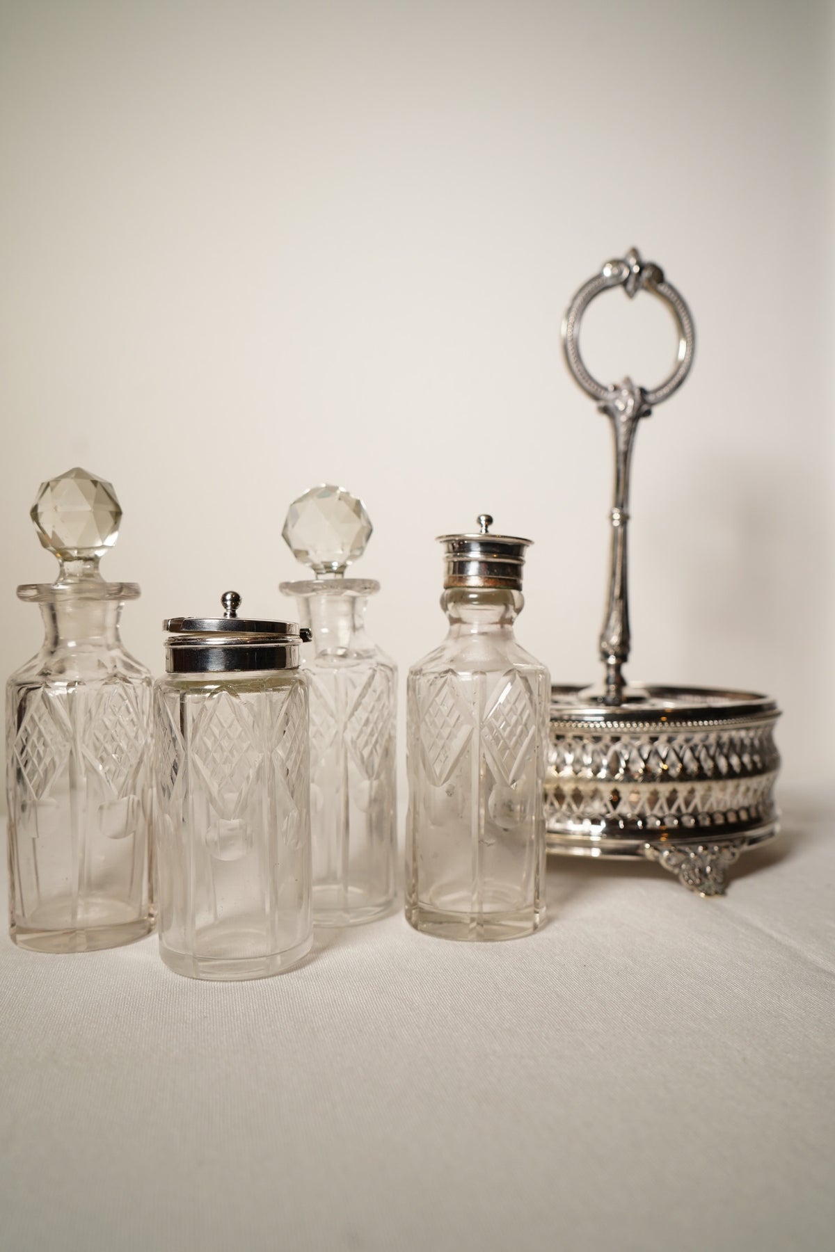 Antique English Silverplate Revolving Cruet Set, Circa 1880