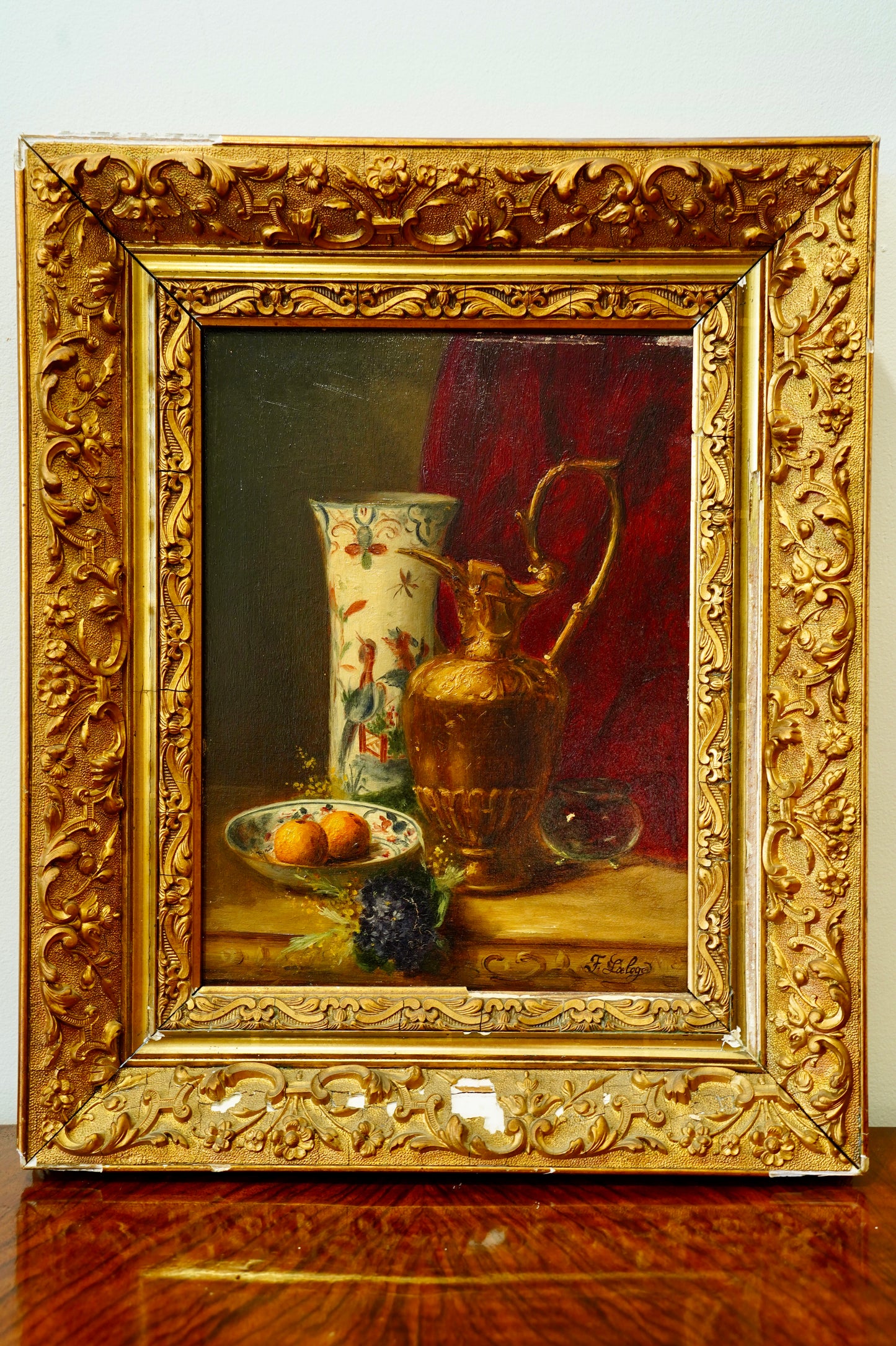 Antique French Oil Painting Still Life, Signed
