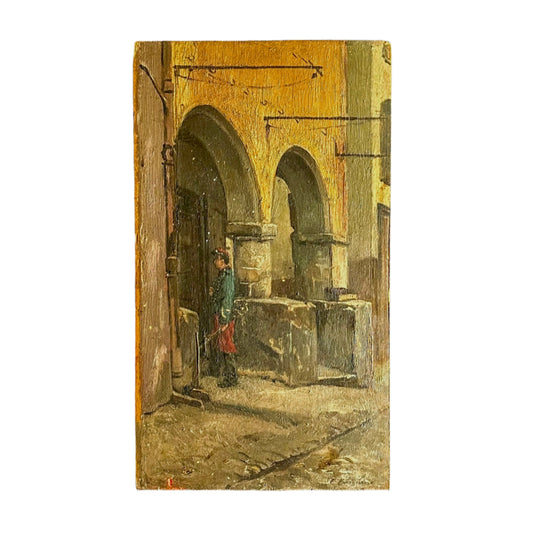Late 19th Century French Oil Painting of an Infantry Soldier, Antique French Oil Painting Unframed