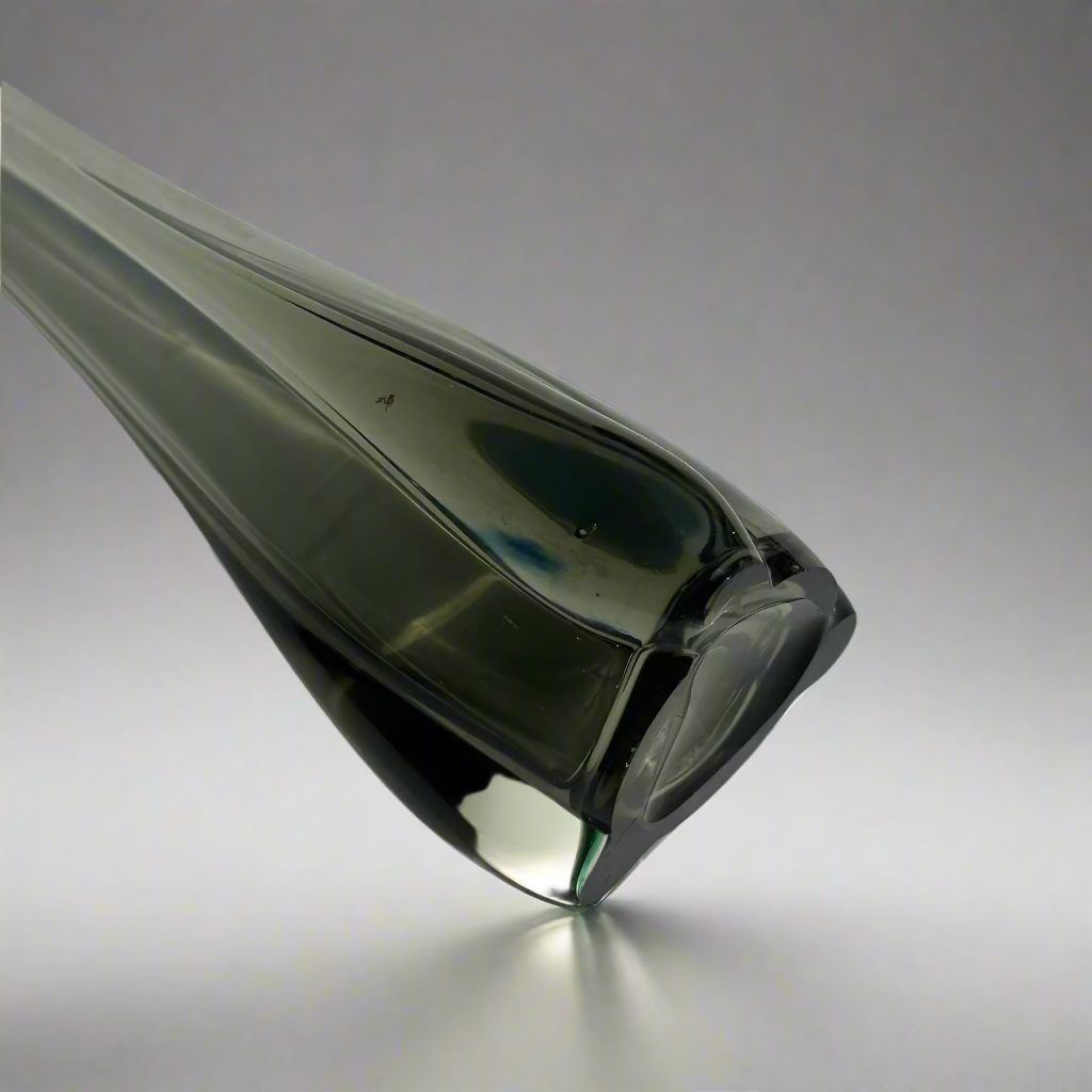 Vintage Viking Glass “Epic Three Foil” Swung Vase – Smoke Gray, 10”