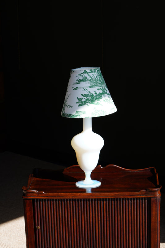 Vintage French Opaline Glass Table Lamp, Sevre France