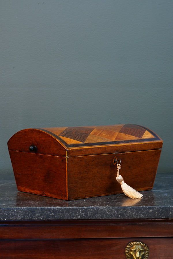 Victorian Walnut Dome-Top Parquetry Keepsake Box, Circa 1870