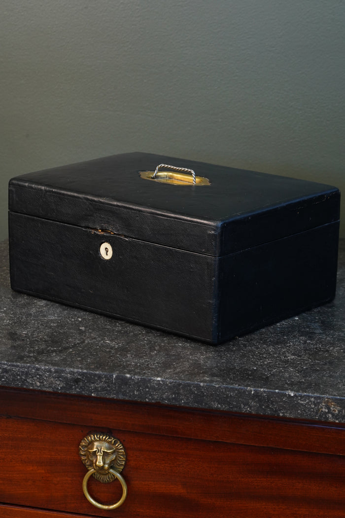Antique Victorian English Leather Despatch Box