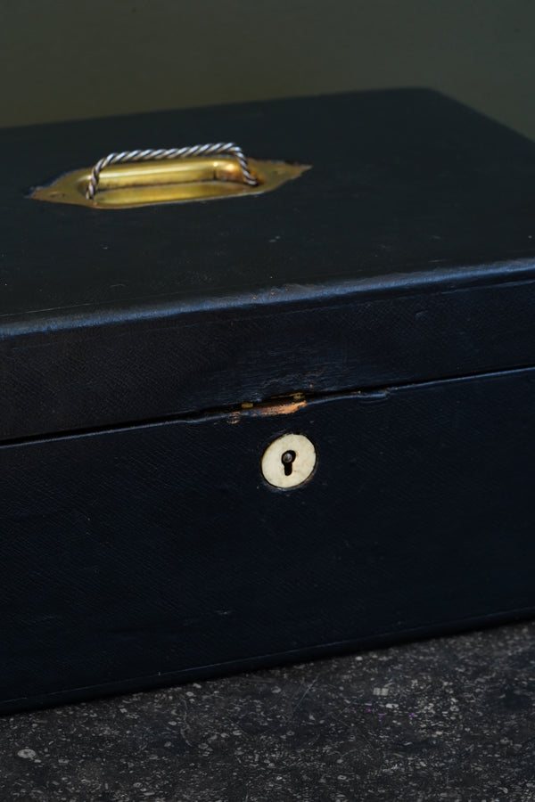 Antique Victorian English Leather Despatch Box secondary view