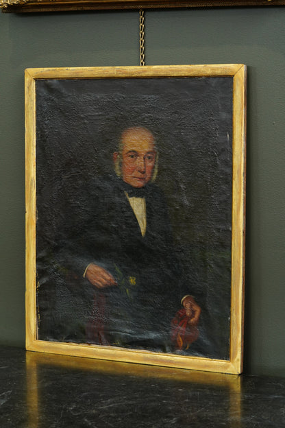 Antique English Portrait Oil Painting of Samuel Bradbury of Market Drayton
