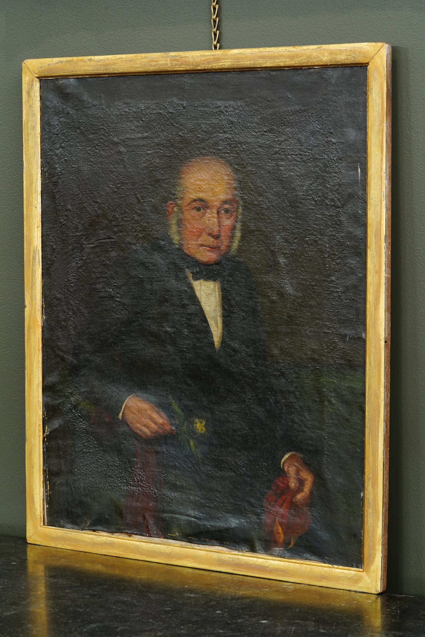 Antique English Portrait Oil Painting of Samuel Bradbury of Market Drayton