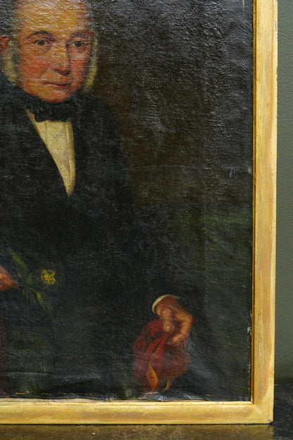 Antique English Portrait Oil Painting of Samuel Bradbury of Market Drayton