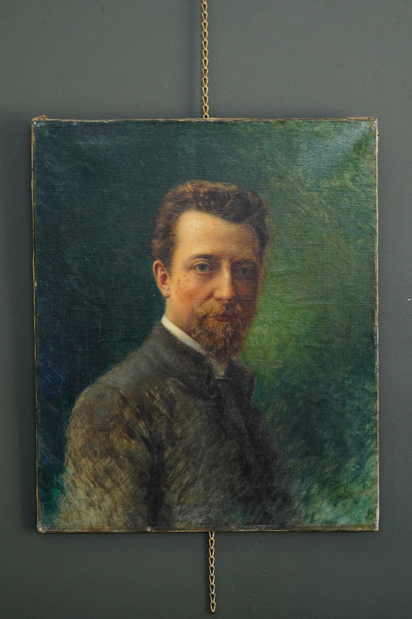 Antique Émile Bulcke Portrait of the Painter Albert Cortvriendt, Oil on Canvas