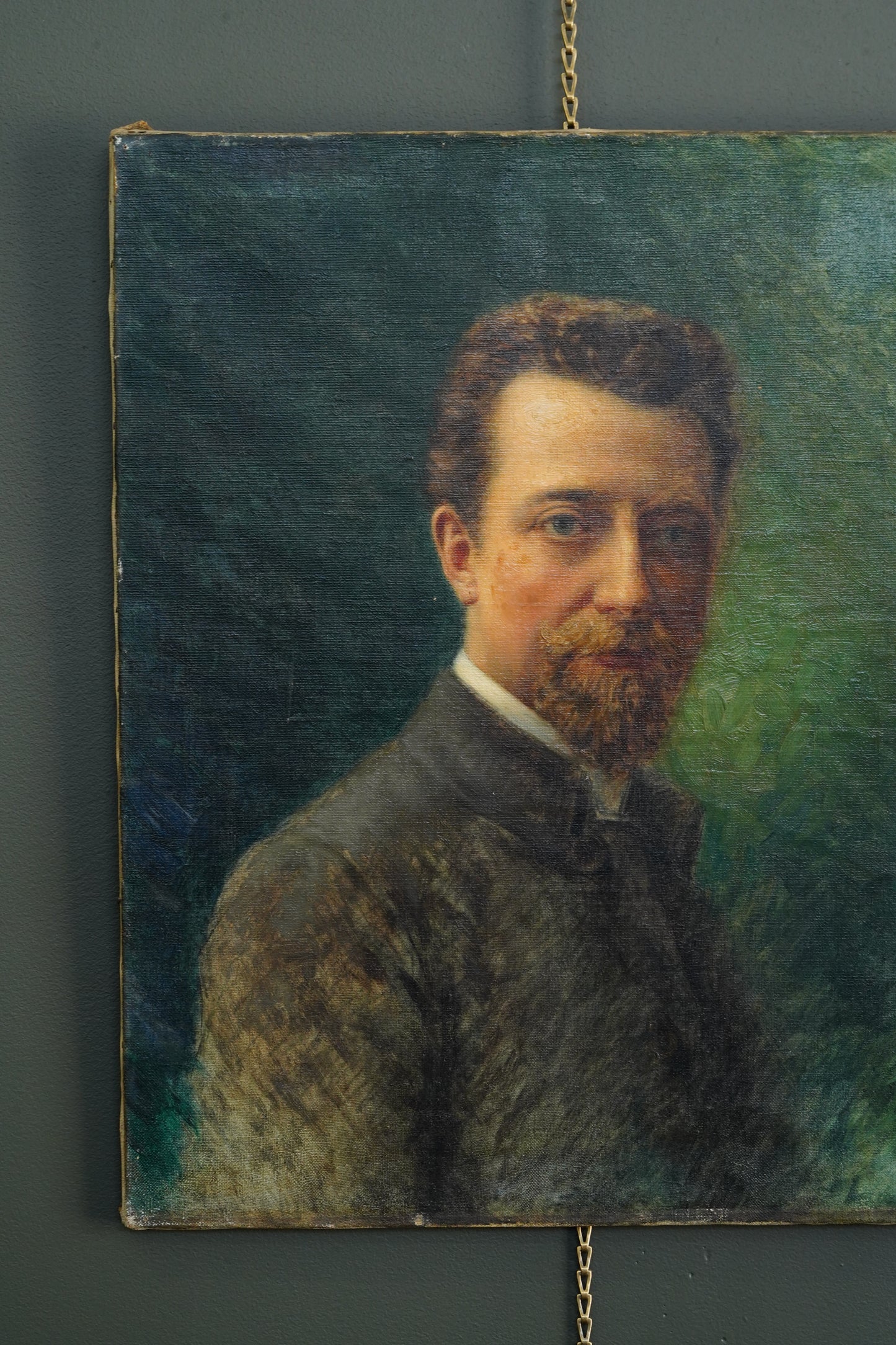 Antique Émile Bulcke Portrait of the Painter Albert Cortvriendt, Oil on Canvas