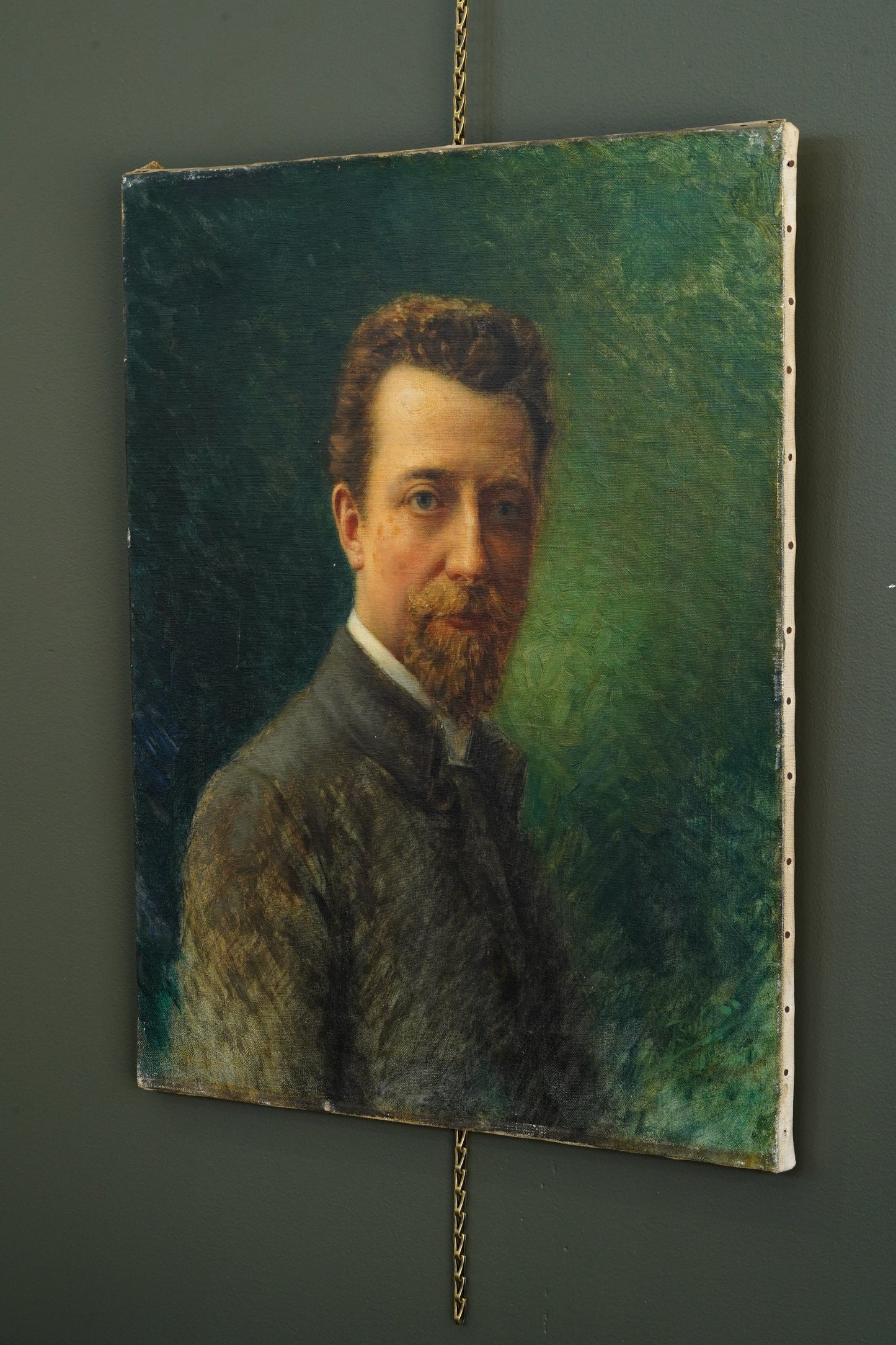 Antique Émile Bulcke Portrait of the Painter Albert Cortvriendt, Oil on Canvas