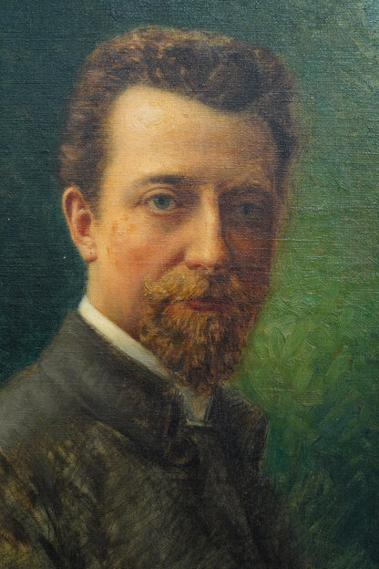 Antique Émile Bulcke Portrait of the Painter Albert Cortvriendt, Oil on Canvas