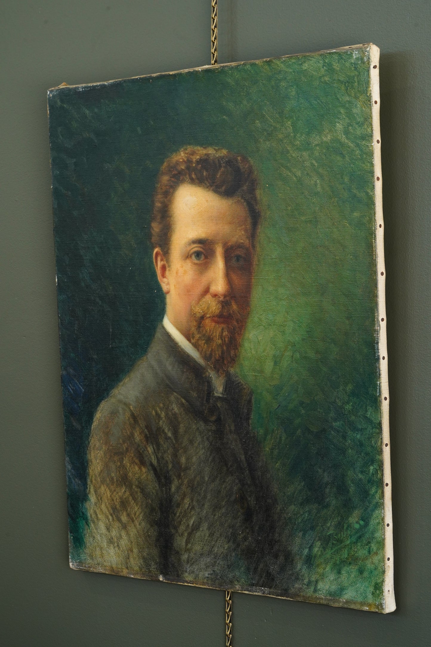 Antique Émile Bulcke Portrait of the Painter Albert Cortvriendt, Oil on Canvas