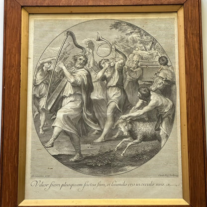 18th Century Engraving "The Triumph of David" Jakob Frey after Domenichino