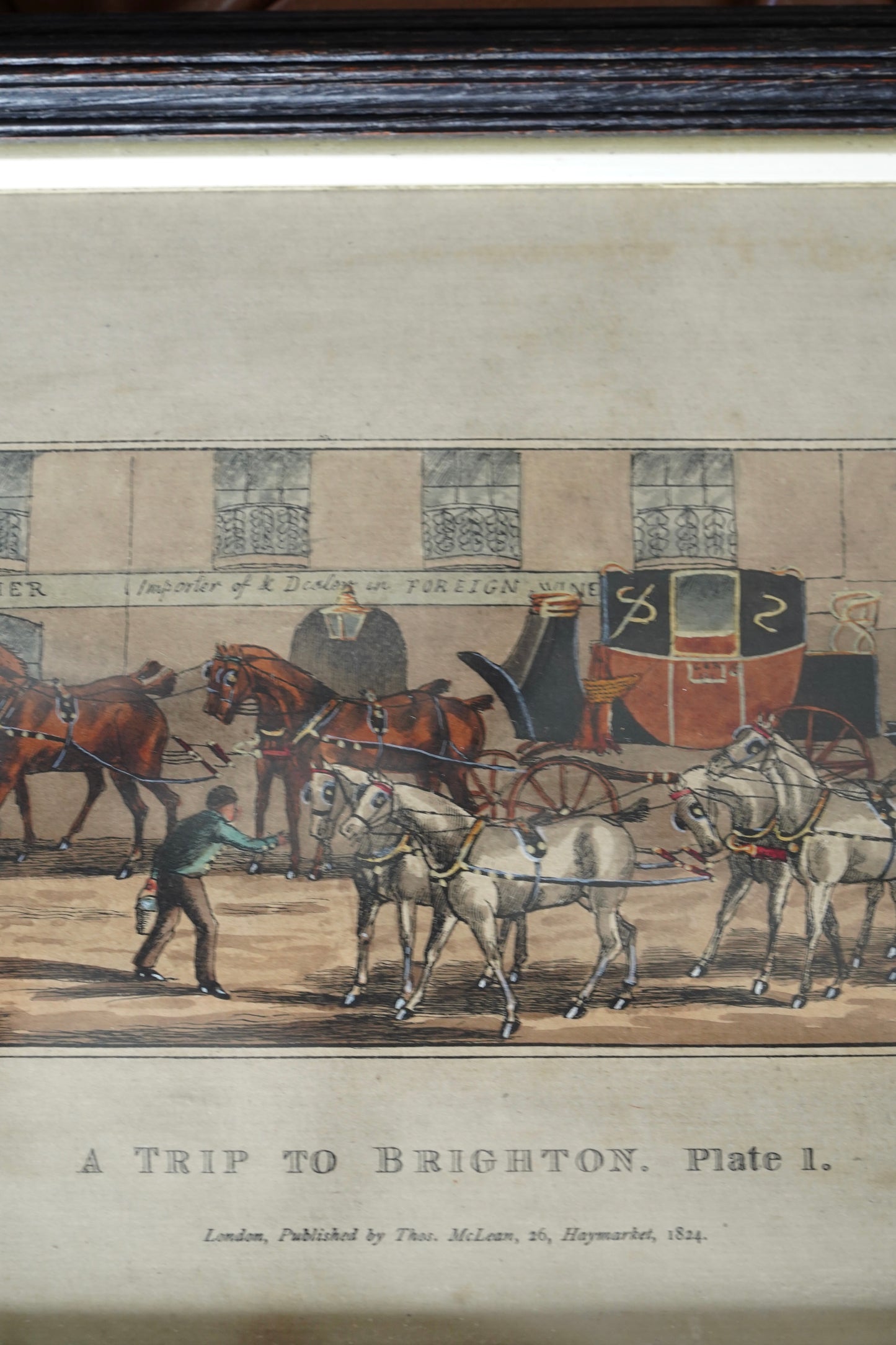 Antique English Coaching Prints, A Trip to Brighton, Set of Four Engravings