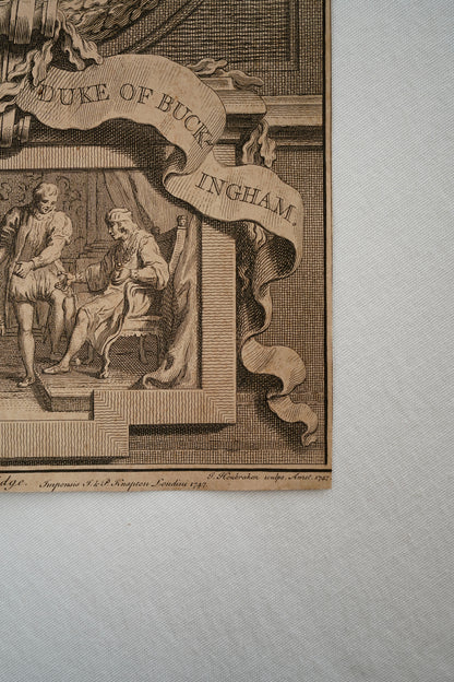 Early 19th Century Engraving "Duke of Buckingham" by Jacobus Houbraken