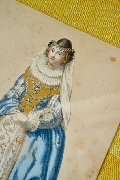 Antique English Hand-Coloured Engraved Royal Costume Plates