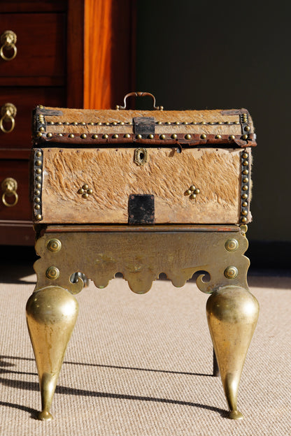 Antique English Hide Dome-Top Trunk, Barnard Castle