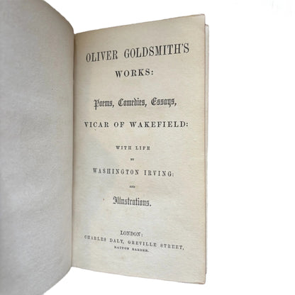 Circa 1840s-1850s "The Works of Oliver Goldsmith" Red Full Leather Gilded Book