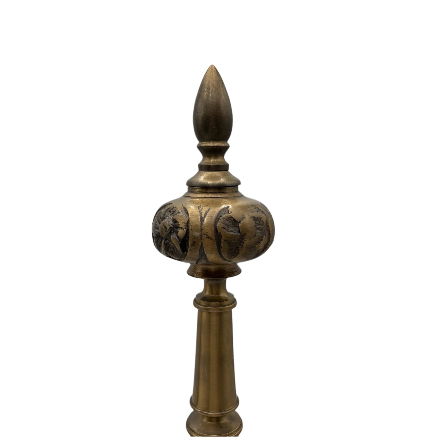 Pair of Late Victorian-Era Brass & Iron Andirons, Rococo Revival Style