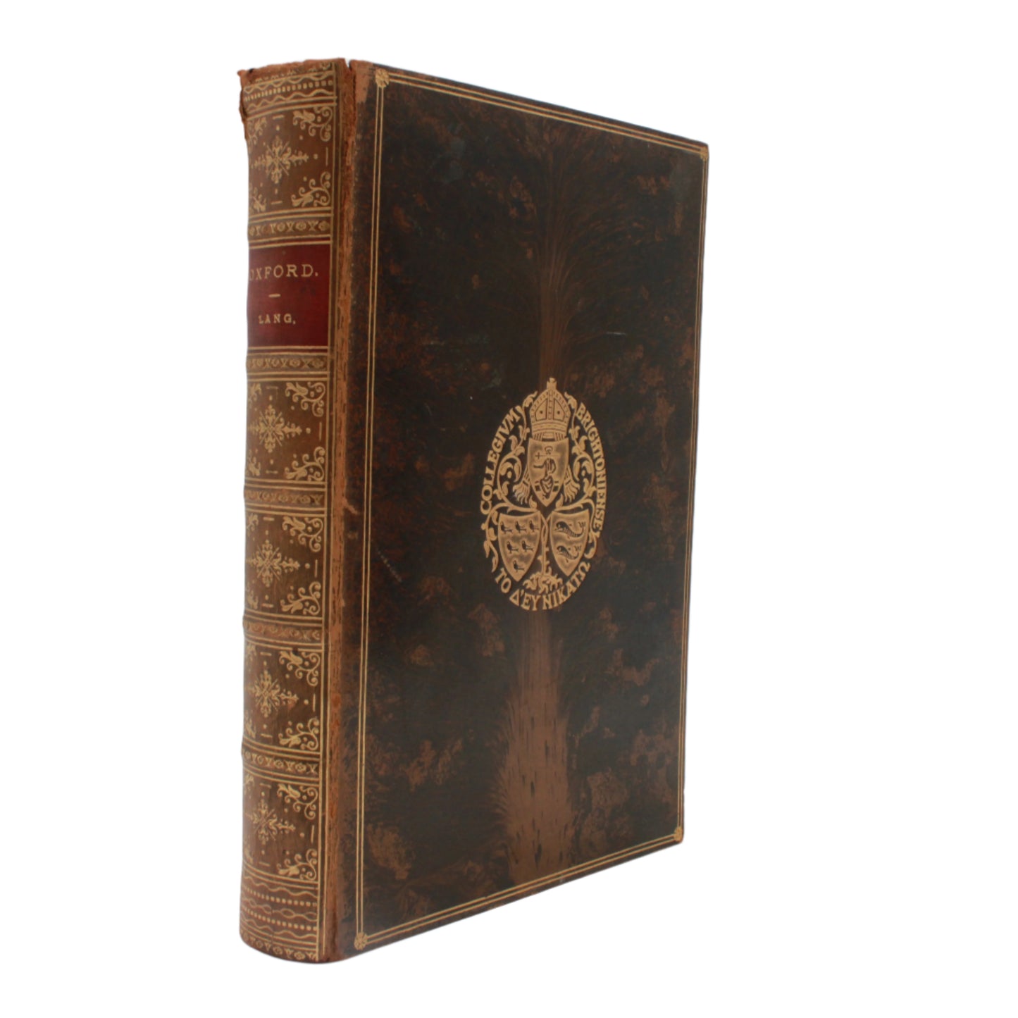 1890 “Oxford: Brief Historical and Descriptive Notes” by Andrew Lang – Antique Illustrated History Book in Tree Calf Prize Binding