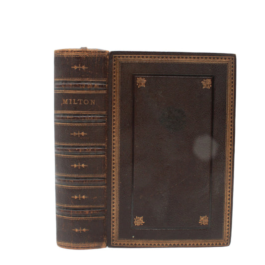 " The Poetical Works of John Milton " Dark Brown Full Leather Book
