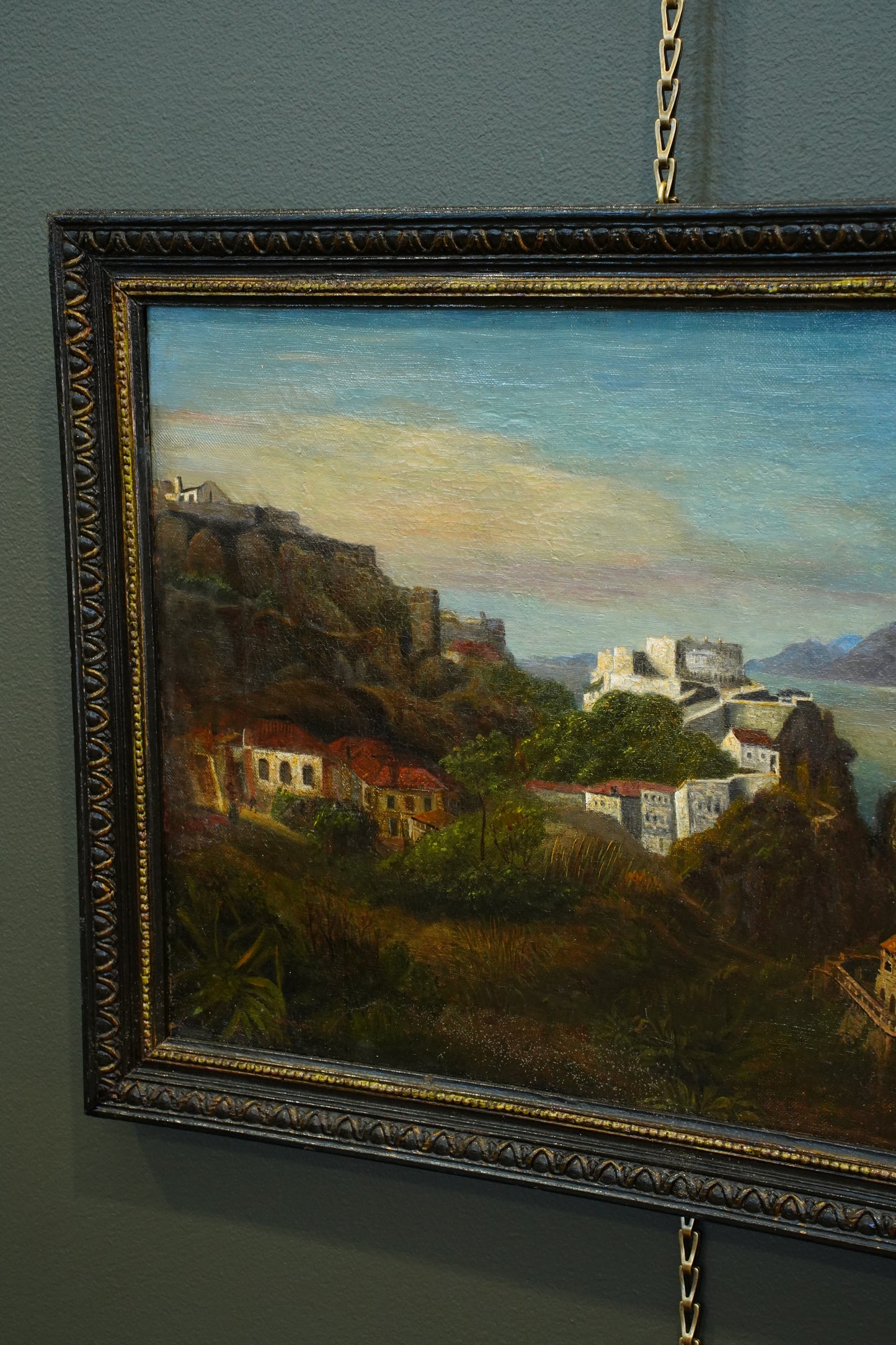 Antique Italian School Oil Painting, Southern Coastal Landscape, Circa 1870