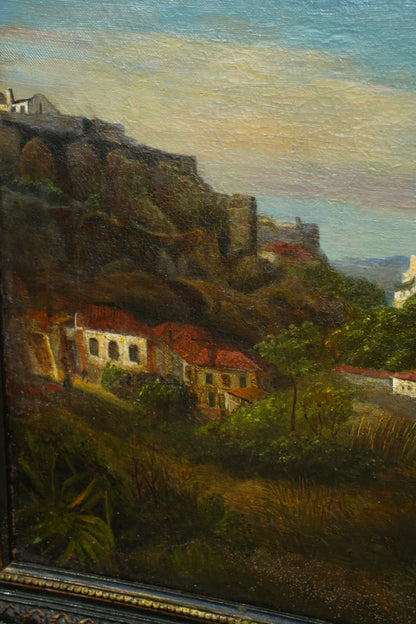 Antique Italian School Oil Painting, Southern Coastal Landscape, Circa 1870
