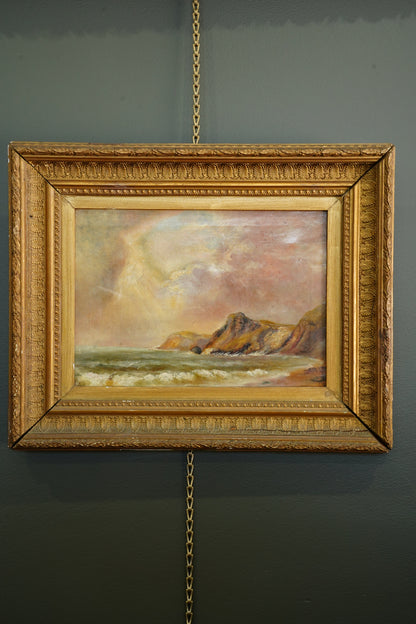 Antique Victorian British Seascape Oil Painting, Signed R. Kaye, Circa 1890