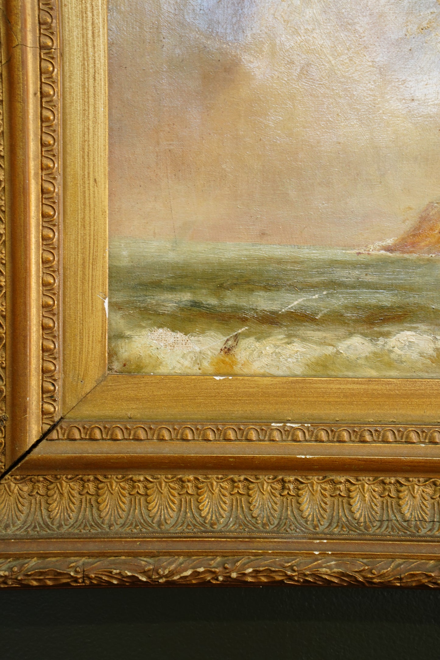 Antique Victorian British Seascape Oil Painting, Signed R. Kaye, Circa 1890