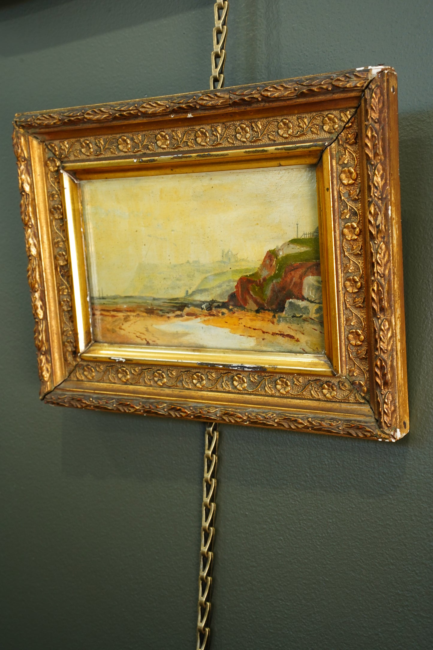 Antique English Coastal Oil on Card, Attributed to Alfred H. Bool, Circa 1900
