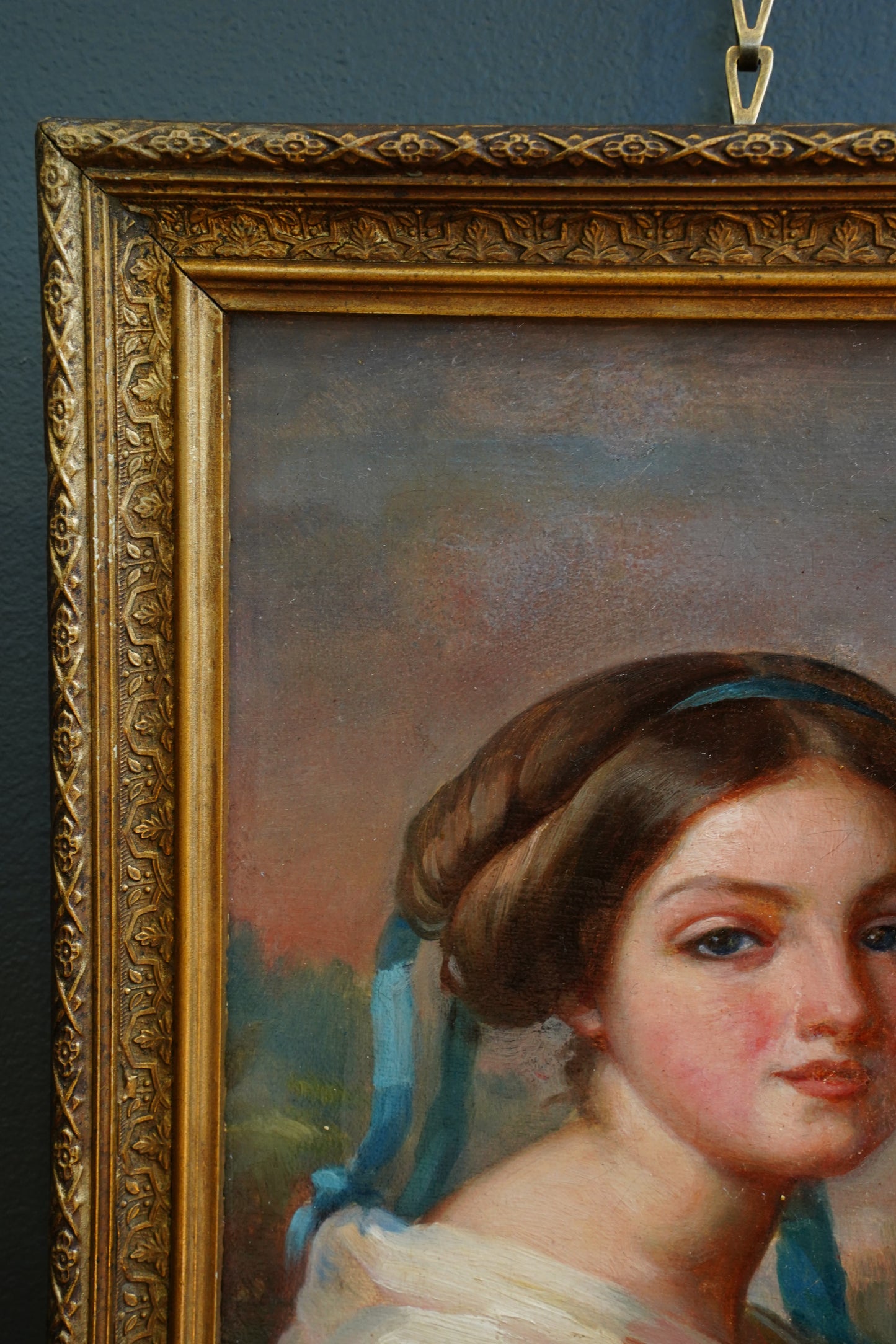 *RESERVED* Antique French Self-Portrait Oil Painting, Mlle de Matagoval