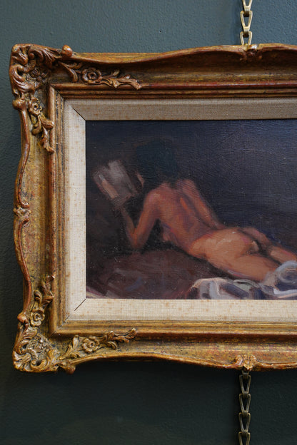 *RESERVED FOR LINDA* British School Reclining Nude Oil Painting