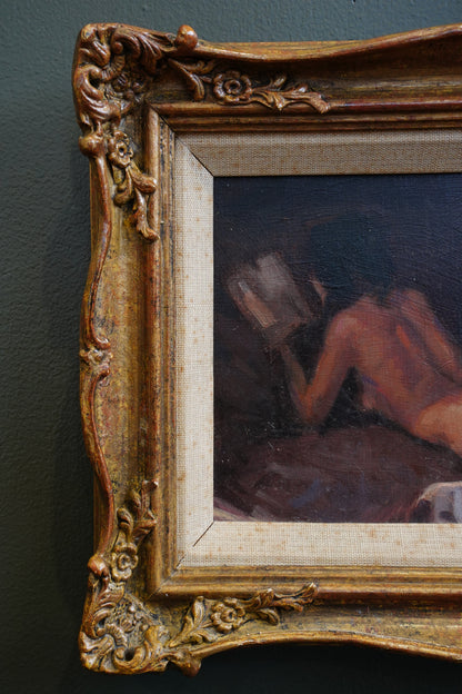 *RESERVED FOR LINDA* British School Reclining Nude Oil Painting